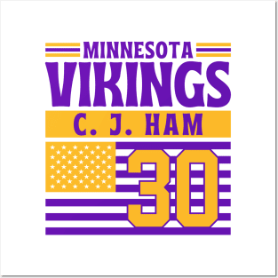 Minnesota Vikings Ham 30 American Flag Football Posters and Art